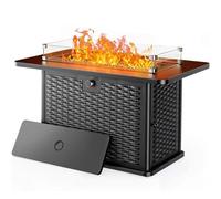 Ciays Brasero rectangulaire au propane de 109,9 cm avec sortie de 60 000 BTU, foyer au gaz de qualité supérieure pour extérieur et terrasse avec brûleur en H en acier inoxydable 304, pierres en verre