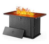 Ciays Brasero rectangulaire au propane de 109 cm avec sortie de 60 000 BTU, gaz avec couvercle et pierres, table certifiée CSA, table 2 en 1 avec brûleur H en acier inoxydable 304