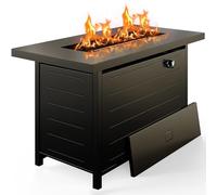 Ciays CIFPT5B Table de Foyer à gaz de 106,7 cm, 60 000 BTU au Propane pour extérieur avec Couvercle en Acier et Pierre de Lave, Table de réunion 2 en 1 sur terrasse, Jardin, certifié CSA, Noir