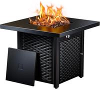 Ciays Foyer à gaz Propane de 71,1 cm pour l'extérieur - Table à gaz d'extérieur en Acier de 50 000 BTU avec Couvercle et Pierre de Lave - Ajoutez de la Chaleur et de l'atmosphère à Vos réunions et