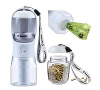 Cibaabo Bouteille d'eau pour chien avec récipient de nourriture et support de sac à déjections, bol d'eau de voyage, distributeur portable pour animal domestique, accessoires pour chien, accessoires