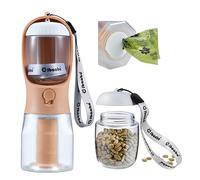 Cibaabo Bouteille d'eau pour chien avec récipient de nourriture et support de sac à déjections, bol d'eau de voyage, distributeur portable pour animal domestique, accessoires pour chien, accessoires