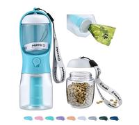 Cibaabo Bouteille d'eau pour chien avec récipient de nourriture et support de sac à déjections, bol d'eau de voyage, distributeur portable pour animal domestique, accessoires pour chien, accessoires
