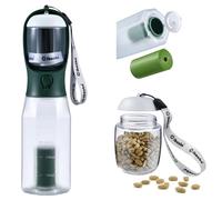 Cibaabo Bouteille d'eau pour chien avec récipient de nourriture et support de sac à déjections, bol d'eau de voyage, distributeur portable pour animal domestique, cadeaux pour chien, accessoires