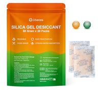 Ciberate 50 g x 20 paquets de gel de silice avec perles d'orange, indicateur d'humidité, gel de silice de qualité alimentaire, sachet de gel de silice absorbeur d'humidité pour éliminer l'humidité