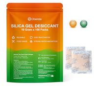 Ciberate Lot de 10 g x 100 paquets de gel de silice avec perles d'orange - Indicateur d'humidité - Gel de silice de qualité alimentaire - Absorbeur d'humidité pour éliminer l'humidité