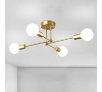 CIBITA Lustre Sputnik Vintage, Plafonnier Industriel 4 Lumières, Doré Plafonniers en Fer pour Chambre, Salon, Cuisine, Forme DIY, E27 Base, Diamètre 72cm (Sans Ampoule)