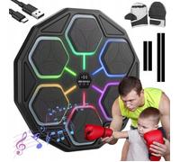 Cible de boxe musicale-cible de boxe Bluetooth-11 vitesses-3 modes-LED-Scratch sans perçage-mousse PU-gants inclus-Noir