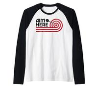 Cible de fléchettes Aim Here Darts Players Bullseye Cible de tir Manche Raglan