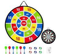 Cible de fléchettes double face, jeu de lancer en plein air. Comprend 6 balles collantes et 6 fléchettes. Idéal comme cadeau d'anniversaire ou pour animer des jeux de fête.