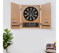 Cible de fléchettes électronique avec tableau d'affichage numérique - 27 jeux, 243 variantes - Grande taille, armoire incluse - 102 x 62 cm