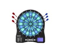 VEVOR Cible de fléchettes électronique pour 8 joueurs, planche à fléchettes éclairée par LED avec 48 jeux et plus de 500 variantes, 6 tiges de fléchette avec ailettes et 50 pointes souples, écran LCD