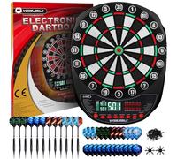 Cible de fléchettes électronique Professionnelle 34 Jeux avec 354 Variantes 3 Langues : Allemand, Anglais, français pour 1 à 8 Joueurs avec 12 fléchettes