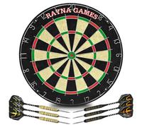 Cible de Fléchettes en Liège et Acier - Jeu Avec 6 Fléchettes, Anneau Chiffré, Outil, Ligne Oche et Support Mural