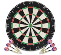 Cible de fléchettes en sisal avec 6 fléchettes à pointe en acier - Cible de fléchettes professionnelle pour jeux de fléchettes à la maison avec 45 cm de diamètre