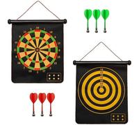 Cible Fléchette Aimantées 15 inches avec 6 fléchettes à Pointe Souple aimantées Jeu de fléchettes Double Face pour Enfants/Adultes