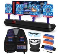 Cible Nerf Cible pour Nerf avec Gilet Tactique 4 cibles Auto-Reset Nerf Target Electric avec lumières Sons et flèches en Mousse Cade