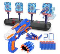 Cible pour Nerf avec Pistolet Enfant, Cible Electrique de Tir Automatique avec 20 Flechette Jouet Garçon Fille 3 4 5 6 7 8 9 10 Ans Cadeau Noel Anniversaire Paques Jeux Balster Gun Toy