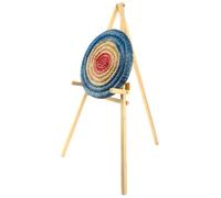 Cible ronde en paille - Pour enfants - Apprentissage, amusement, loisirs, festival, diamètre 80 x 12 cm, bleu rouge, avec support de 145 cm