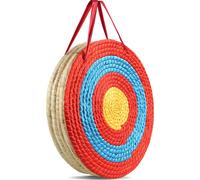 Cible SucceBuy pour le tir à l'arc, cible de 20 pouces à 5 couches avec flèches rondes, paille massive traditionnelle pour les exercices de tir, flèches fabriquées à la main, corde colorée pour la cha