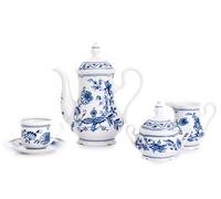 Cibulák, porcelaine tchèque Leander, service à café, fait à la main, 15 pièces