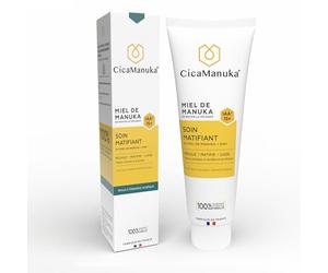 CICAMANUKA - Soin matifiant visage - Régule & Matifie - miel de Manuka IAA15+ et Zinc - 100% d'Ingrédients D'Origine Naturelle - Peaux mixtes à grasses, à tendance acnéique - Made in France - 40ml