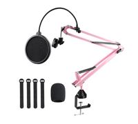 Cicano Bras de support de microphone articulé avec pince pour micro sur pied, la radiodiffusion, la voix, la scène et les stations de télévision (Rose)