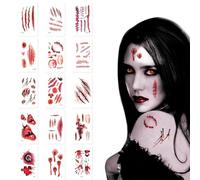 Cicatrices de tatouage d'Halloween, tatouage, visage, cicatrices, vampire, zombi, carnaval, maquillage, costume de zombie, pour enfants, femmes, hommes, accessoires pour le visage, décoration de fête