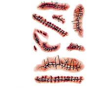 Cicatrices de zombies tatouages Scarre sanglante avec faux costume de sang Makeup Halloween décorations de fête.