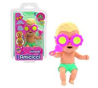 Cicciobello Amicicci, Bébé avec Expressions rigolotes, Série Plage, Lunettes changent de Couleur et Accessoires, Modèle Garçon Cheveux Blond, Jouet pour Enfants dès 3 Ans, GIOCHI PREZIOSI, CC0403