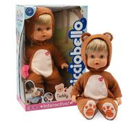 Cicciobello Teddy Bear Poupée interactive de 42 cm de haut avec grenouillère d'ours et pleure, avec tétine pour enfants à partir de 2 ans