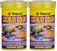 Cichlid Color Flakes 100ml / 20g - Nourriture pour cichlides, Riche en proteines et rehaussant la Couleur, Flocons (Lot de 2)