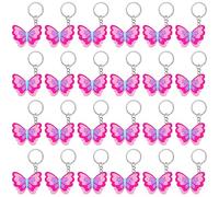 CiciBear Lot de 24 porte-clés papillon pour invités, fête sur le thème des papillons, fête prénatale, fête scolaire, anniversaire d'enfants, rose