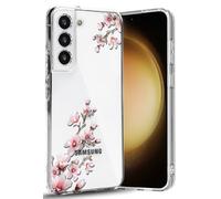 CICIBER Crystal Clear Coque de Protection pour Samsung Galaxy S22 Plus Soft Slim Fit Transparent (Extrêmement Fin, léger) Coque de Protection pour Samsung S22 Plus 5G 6,6" Motif Fleurs de pêche