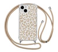 Ciciber Ttusy Chaîne de téléphone portable - Coque de protection pour iPhone 13 Mini - Avec bande - Anti-chocs - Motif léopard - En silicone souple - Avec cordon à bandoulière - Pour iPhone 13 Mini