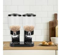CICICOLA Distributeur de céréales double- Cornflakes Dispenser, 3.5 l, en plastique, céréales, bonbons, bonbons et céréales, récipient à flocons d'avoine (35 * 34,5 * 20 cm (modèle noir))