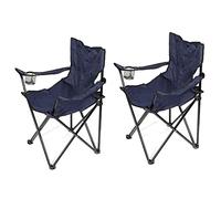 CICICOLA Lot de 2 Chaise Pliante Camping Fauteuil Pliable Chaise de Plage Ultra léger avec Porte Gobelet, Rembourrage en Mousse, Idéal Voyages, Pêche, Festival, Camping, Bleu marine-2PC