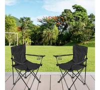 CICICOLA Lot de 2 Chaises Pliantes pour la pêche, Le Camping, la pêche, Les réalisateurs - avec Porte-gobelet, Idéal Voyages, Pêche, Festival, Camping, Plage-Noir-2PC