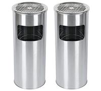 CICICOLA Poubelle en acier inoxydable 30 L, Bacs à ordures de cuisine,Poubelle Cendrier sur Pied Extérieur avec Poubelle Seau Intérieur 30L Disponible pour Hôtel Jardin Extérieur Supermarché
