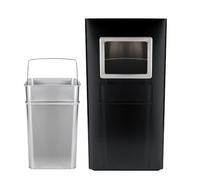 CICICOLA Poubelle en acier inoxydable, Poubelle amovible sur pied en acier inoxydable l, extérieur, intérieur et extérieur, Bacs à ordures de cuisine-Noir (1 PC) 30 * 24 * 60cm-48L