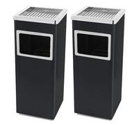 CICICOLA Poubelle en acier inoxydable, Poubelle amovible sur pied en acier inoxydable l, extérieur, intérieur et extérieur, Bacs à ordures de cuisine-Noir (2 PC) 30 * 24 * 60cm-48L