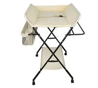 CICICOLA Table à Langer Pliable et Portable pour bébé sur roulettes - Commode à Langer réglable en Hauteur sur 3 Niveaux(93/96/99cm) - avec Motif Girafe, 80 * 66 * 98 cm (Beige)