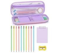CICIGETI Trousse Kawaii, Set de Papeterie avec Trousse Transparente, 10 Crayons, Taille-Crayon et Carnet - Cadeau Rentrée Scolaire & Anniversaire, Cadeau Fille 5 6 7 8 9 10 Ans