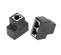 ciciglow Adaptateur Ethernet, 2 Pièces Adaptateur de Câble Ethernet 1-in 2-Out RJ45 Femelle Interface LAN Connecteur Câble Extender Splitter pour Internet Wire(Le Noir)
