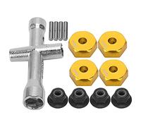 ciciglow Adaptateur Hexagonal Durable de 12 Mm pour Voiture 1/10 RC avec roisée et Jeu D'écrous Antidérapants en Alliage D'aluminium, Paquet de 4 Pièces (Gold)