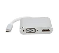 ciciglow Adaptateur USB C vers HDMI VGA, Adaptateur de Type C vers VGA Prend en Les Résolutions Vidéo Jusqu'à 4K 30HZ Convertisseur 4K pour Petit écran vers Grand écran(Gris Blanc)