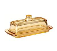 ciciglow Beurrier en Verre, Design Classique Transparent en 2 Pièces, Récipient à Beurre Polyvalent avec Couvercle pour Réfrigérateur de Comptoir (ambre)