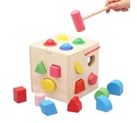 ciciglow Bloc de Construction en Forme de Bois, Jouet Assorti, Outils d'apprentissage éducatif pour Enfants, Blocs de Construction, Apprentissage de la Géométrie, Cadeaux de Tri Assortis (17 Trous