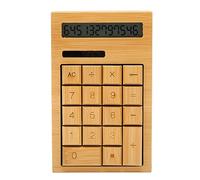 ciciglow Calculatrices Solaires en Bois de Bambou, Calculatrice de Bureau à Fonction Standard à 18 Touches avec Grand écran à 12 Chiffres, Calculatrice à Double Puissance à Batterie