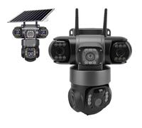 ciciglow Caméra de sécurité Solaire sans Fil à Triple Objectif, Caméra de sécurité WiFi 3240 X 1920 2 MP, Prise en Charge de la Détection de Mouvement AI, de pour V380 Pro